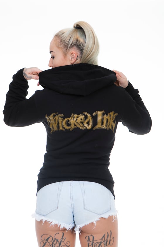 Image of Black Hoodie W/Gold WI Logo 