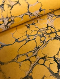 Image 3 of Marbled Paper #71 'Golden Yellow Base Paper with traditional Marble Stone effect'