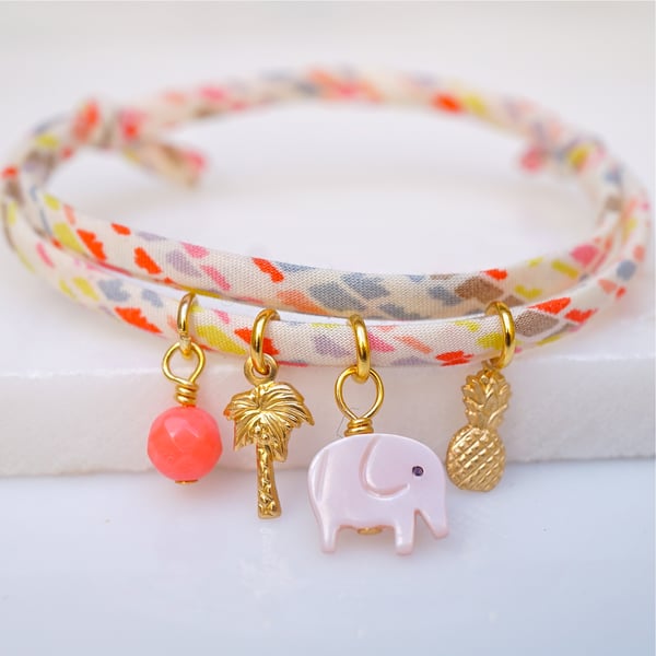 Image of Elephant,pineapple and palmtree bracelet