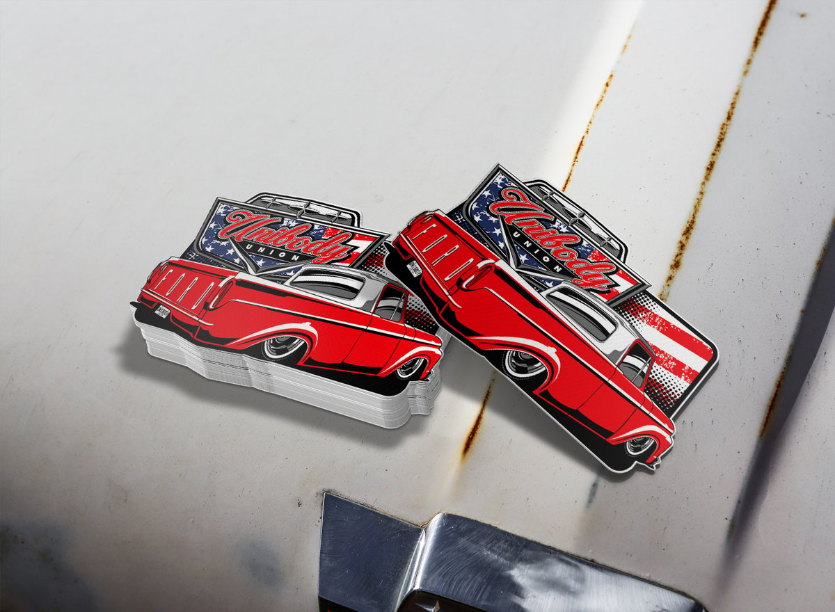 Unibody Union — Ford F100 Red, White & Blue Sticker / Decal