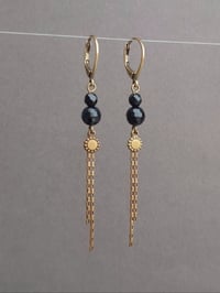 Image 1 of Boucles d'oreilles pendantes onyx noir