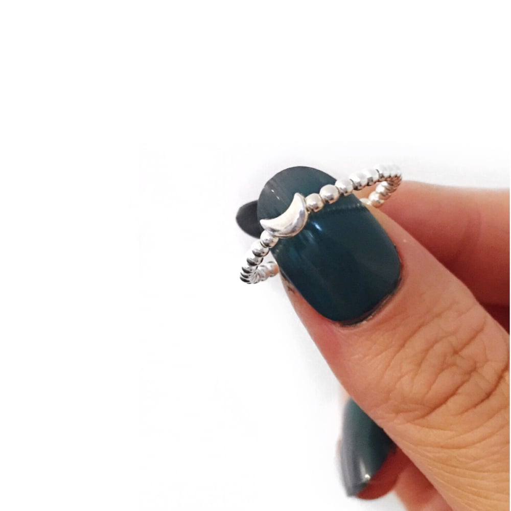 Image of Sterling Silver Moon Bead Ring