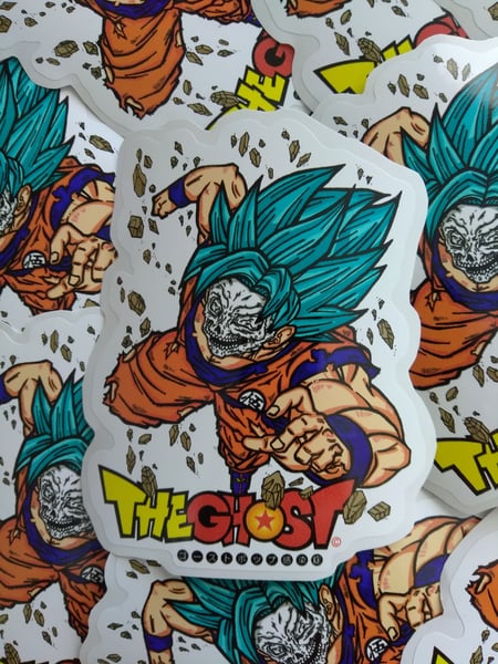 Image of Super Saiyan God Blue Vinyl Sticker | Goku Stickers | Son Goku Fan Art by the Ghost.