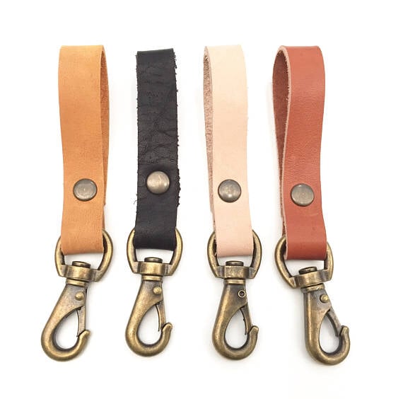 Brown Belt Loop Key Chain with Claw Clip #KC18061N - Jamin Leather®