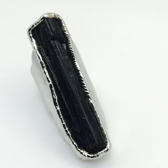 Image of Black Velvet Tourmaline Ring in Silver