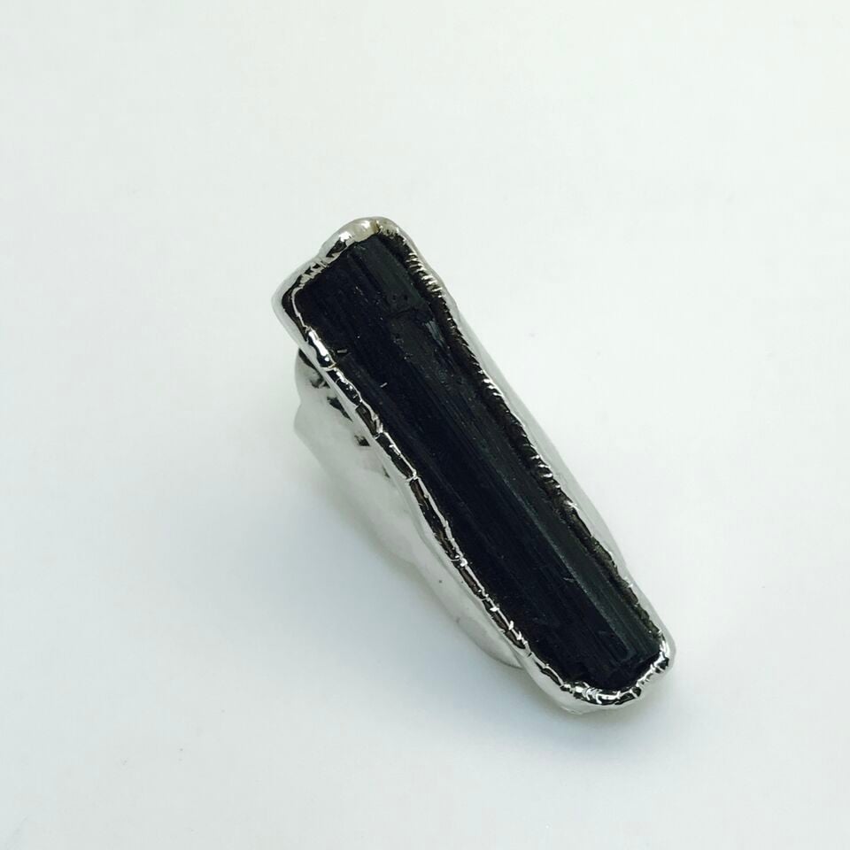 Image of Black Velvet Tourmaline Ring in Silver