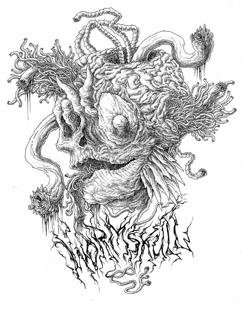 Image of "Wormskull" original NEKROFILTH artwork