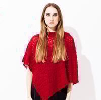Image 1 of Lace knitted poncho    Dark Red