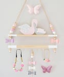 Wooden Shelf Swing with Single Floating Bow Bar