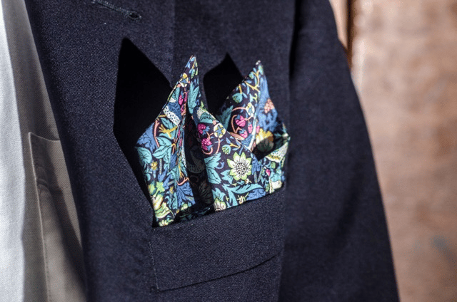 Image of The Strawberry Thief by William Morris Liberty Print Cravat and Pocket Square