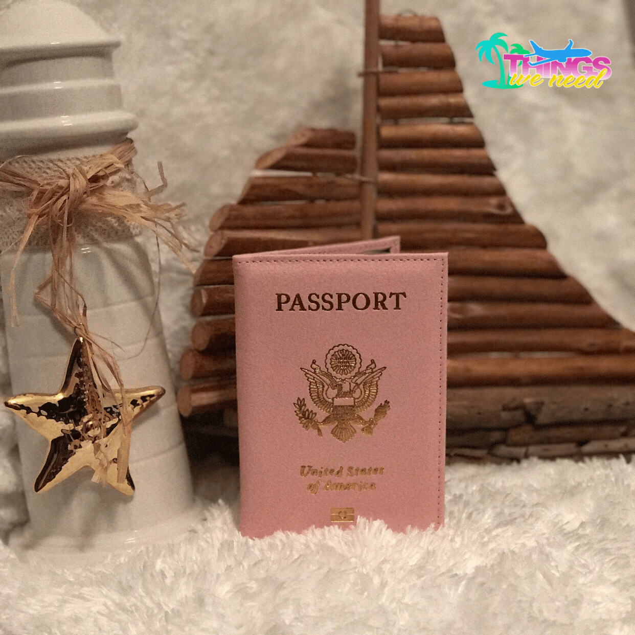 USA Leather Passport Cover - Light Pink | ThingsWeNeed