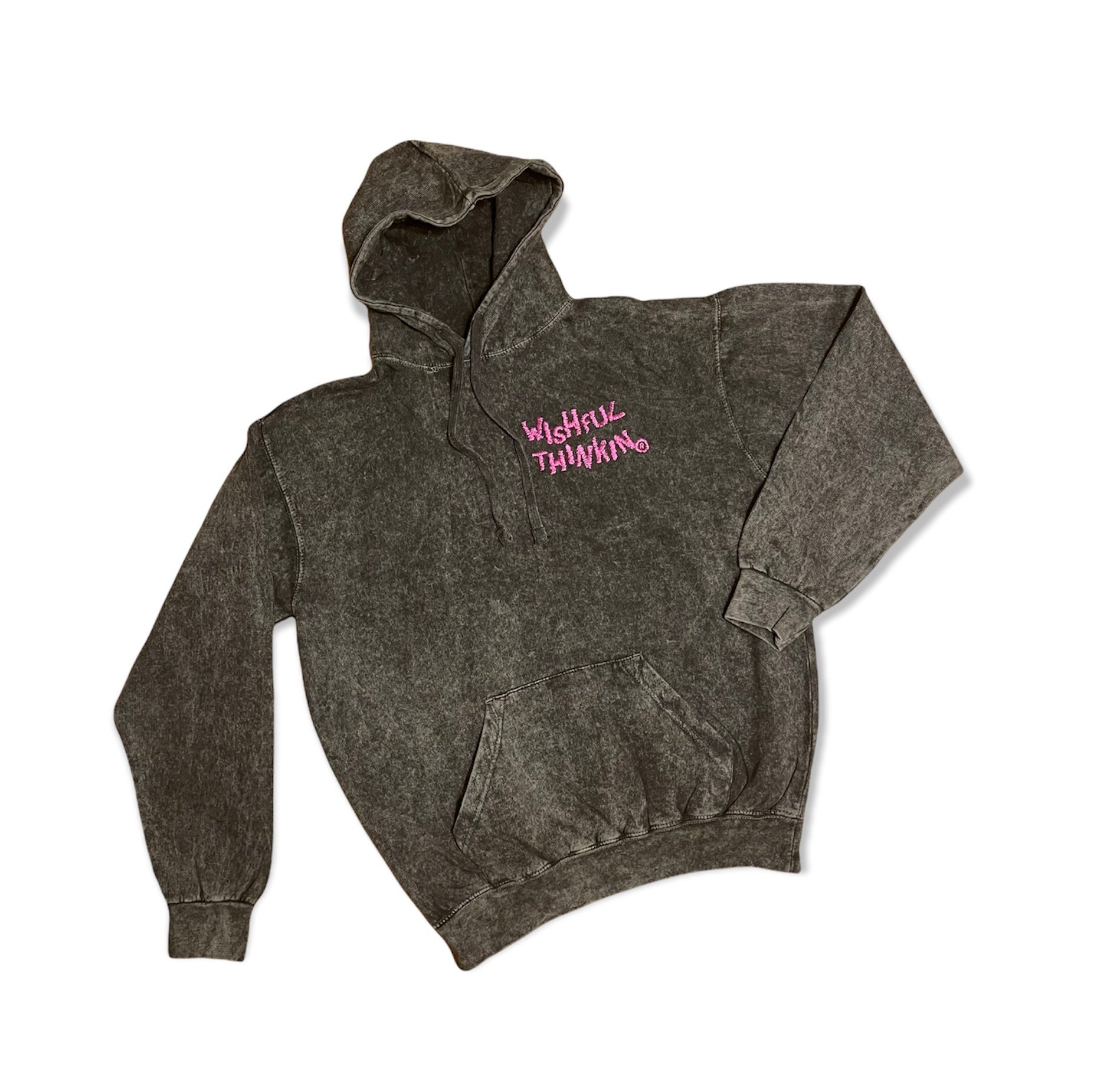 Image of Blk Acid Wash Hoodie (magenta)