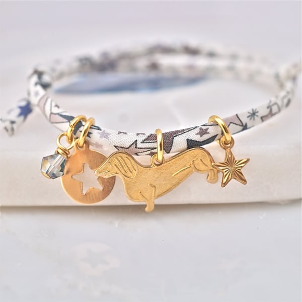 Image of Dog and star Liberty print bracelet