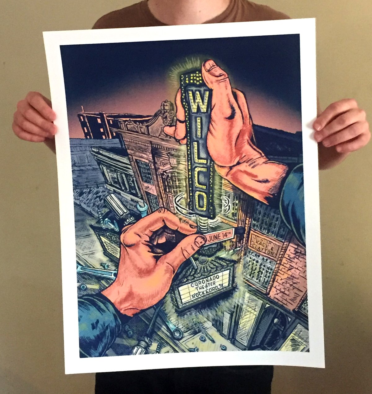 Wilco gig poster Artist Proofs for Rockford, IL show