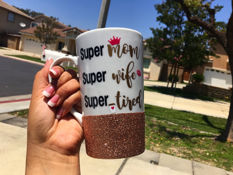 Image of SUPER MOM. SUPER WIFE. SUPER TIRED. COFFEE LATTE CUP