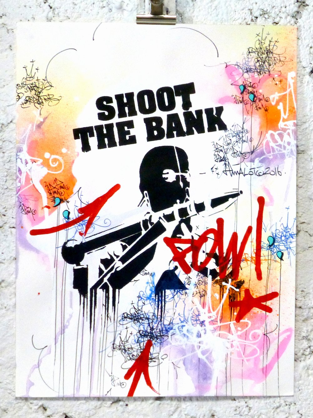 SHOOT THE BANK Original art on paper 2016