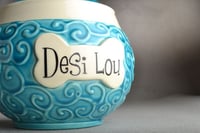 Image 3 of Dog Treat Jar Made To Order Curls Blue Pet Treat Jar by Symmetrical Pottery