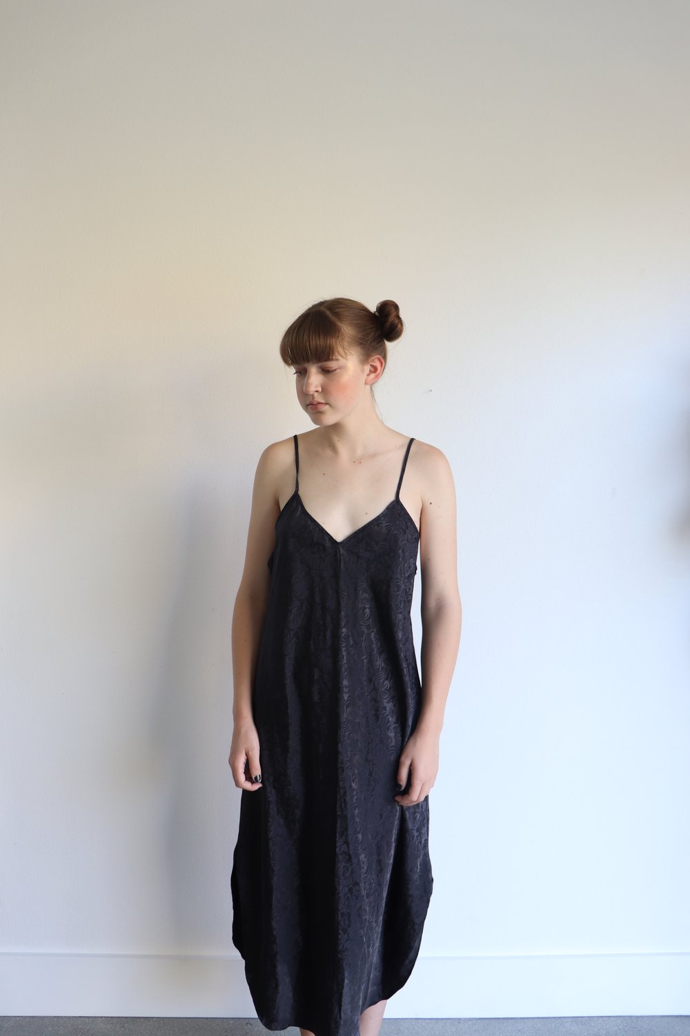 Image of Patterned Black Slip Dress