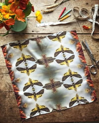 Image 2 of MUSEUM MOTHS...100% SILK POCKET SQUARE WITH HAND ROLLED EDGES