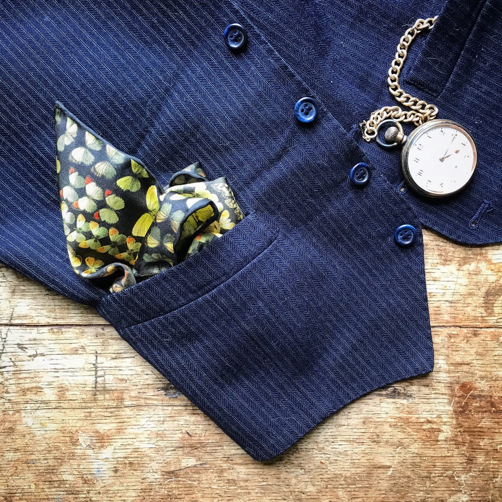 Image of YELLOW MUSEUM BUTTERFLIES - 100% SILK TWILL POCKET SQUARE WITH HAND ROLLED EDGES