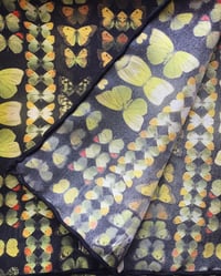 Image 4 of YELLOW MUSEUM BUTTERFLIES - 100% SILK TWILL POCKET SQUARE WITH HAND ROLLED EDGES