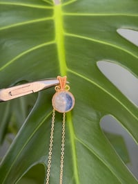 Image 6 of Gold Blue Kyanite Sphere Crystal Necklace 