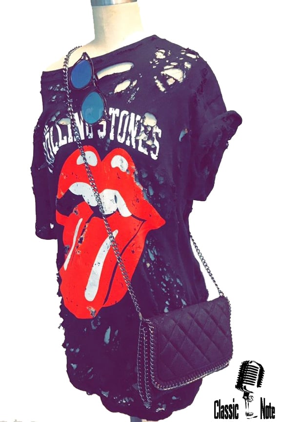 Image of The Rolling Stones Classic Tongue Distressed Oversized Women's T-Shirt