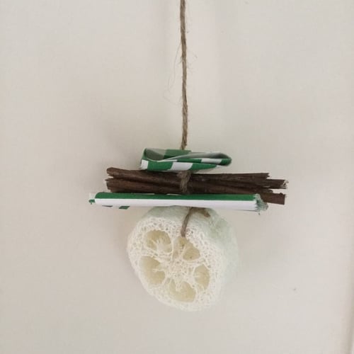 Image of Loofah, Branch and Paper Hanging Enrichment Toy