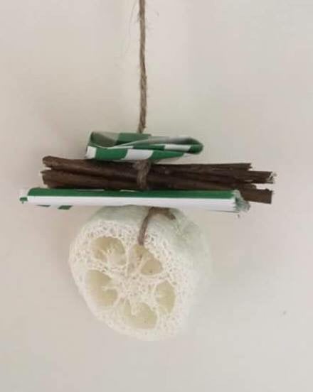 Image of Loofah, Branch and Paper Hanging Enrichment Toy