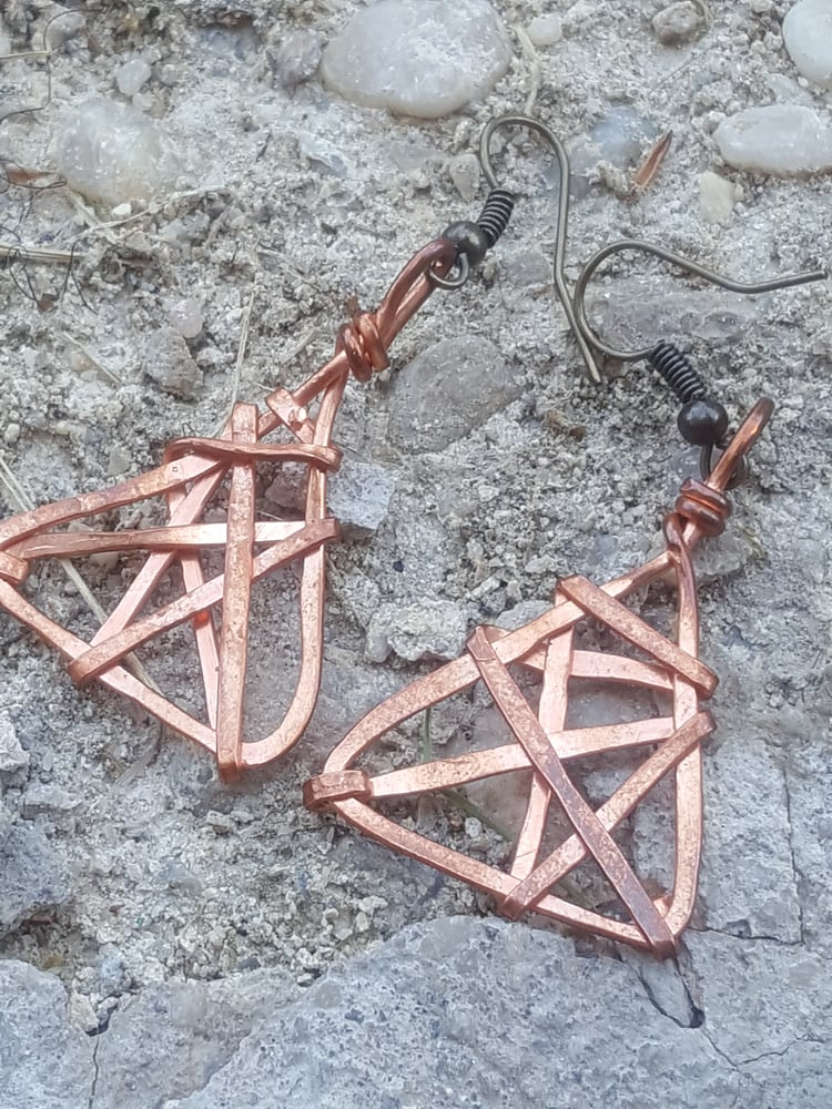 Image of Pyramid meets Dreamcatcher Earrings.