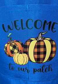 Image 3 of I Love Fall Gnomes Apron (blue)