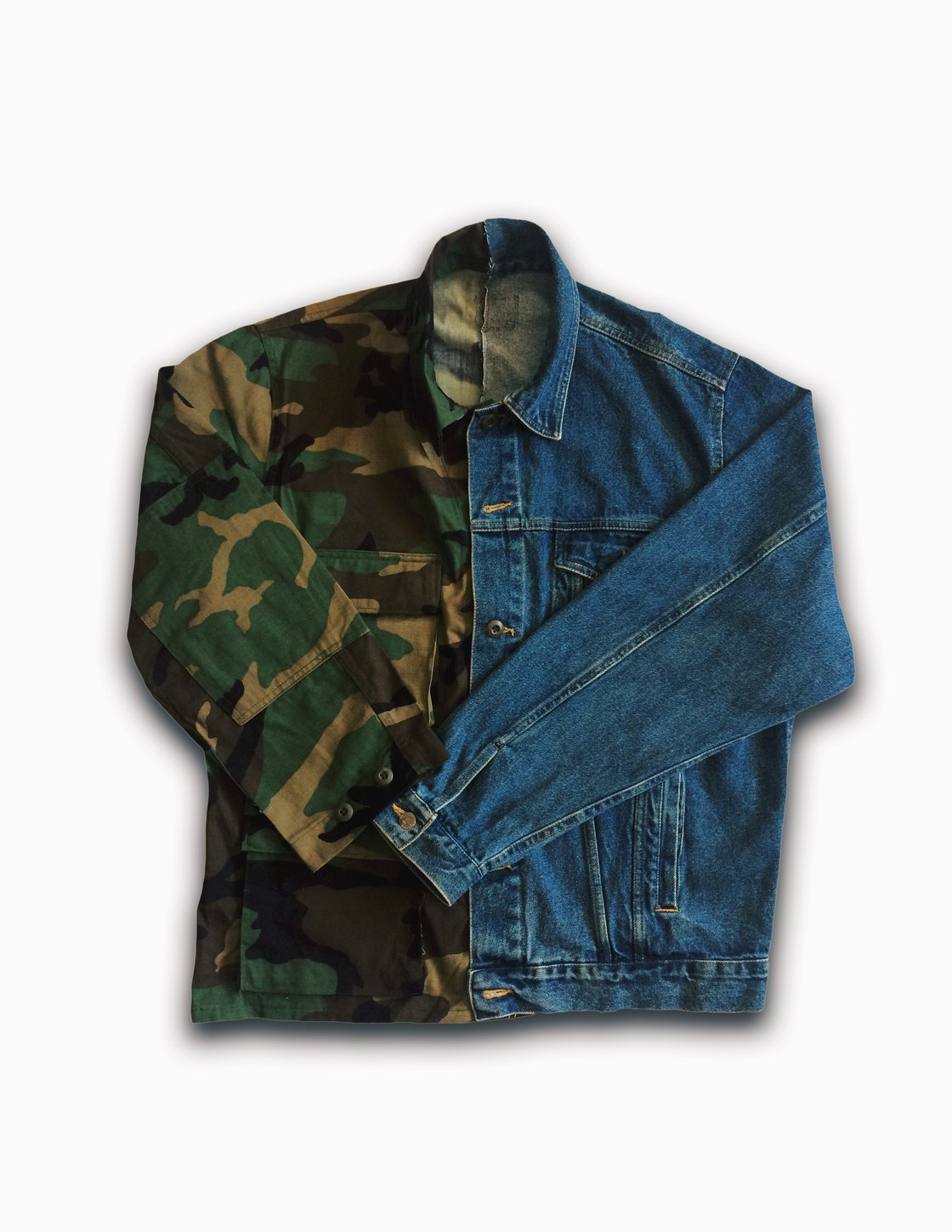 Image of DENIM/CAMO SPLIT JACKET SIZE L/XL