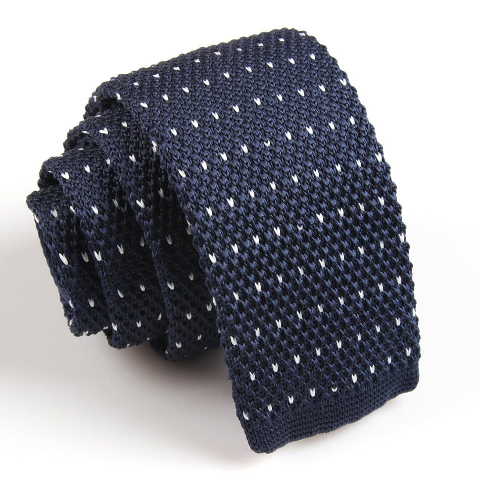 Image of Men's Fashion knit ties. Navy Blue 