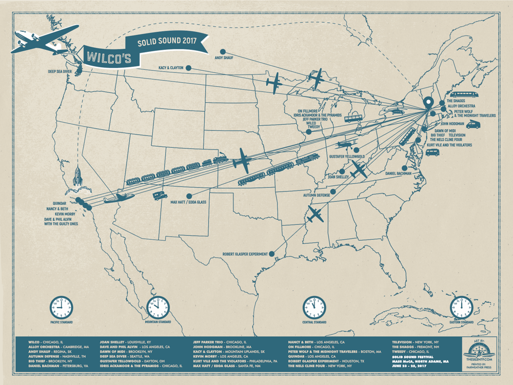 Wilco's Solid Sound Travel Map Poster, 2017