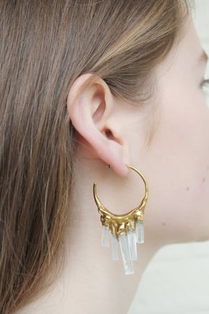 Image of Aquamarine + Yellow Gold Vermeil Hoops 