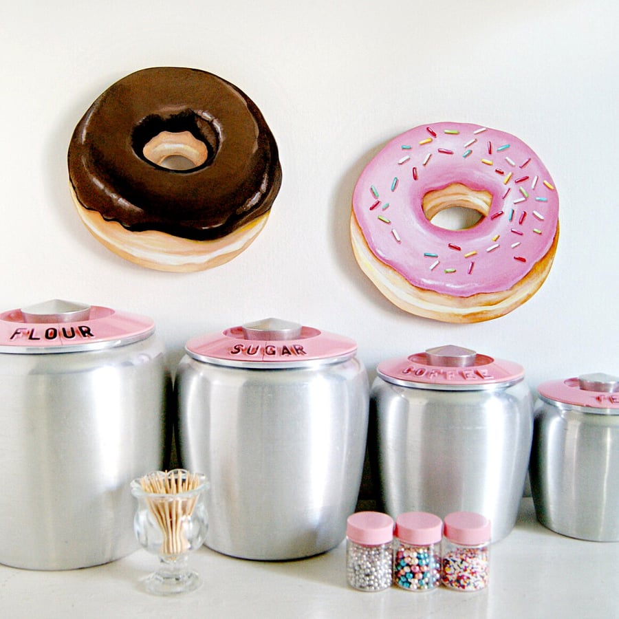 Image of Jumbo Donut wall plaques, your choice - Pink with sprinkles or Chocolate glazed