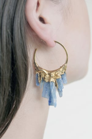 Image of Kyanite + Yellow Gold Vermeil Hoops