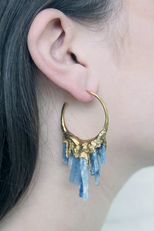 Image of Kyanite + Yellow Gold Vermeil Hoops 