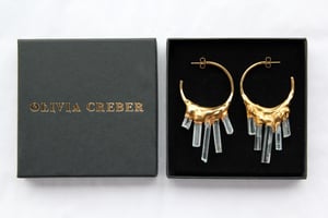 Image of Kyanite + Yellow Gold Vermeil Hoops