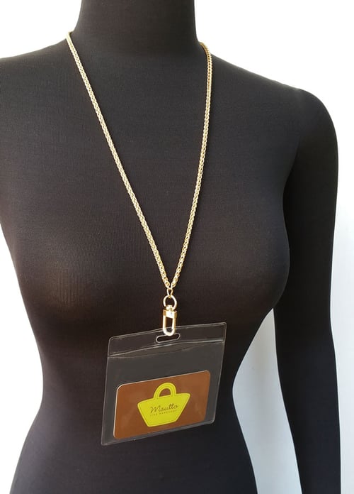 Image of Elegant Chain Lanyard - 3/16" (4mm) Wide - Braided Style Luxury Chain - #16C Hook - Gold or Nickel