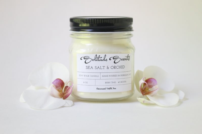 Image of 8 oz. Sea Salt & Orchid Soy Wax Mason Jar Candle