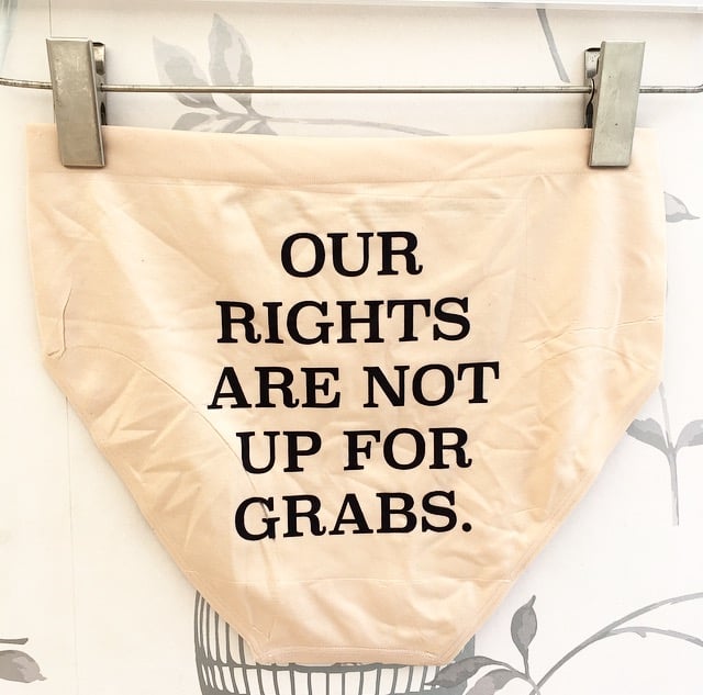 Image of 'OUR RIGHTS ARE NOT UP FOR GRABS' HIGH WAISTED SLOGAN PANTS