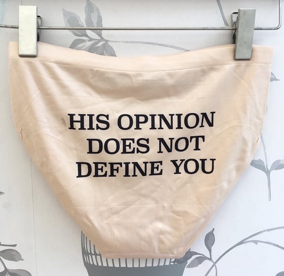 Image of 'HIS OPINION DOES NOT DEFINE YOU' HIGH WAISTED SLOGAN PANTS