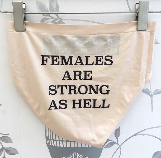 Image of 'FEMALES ARE STRONG AS HELL' HIGH WAISTED SLOGAN PANTS