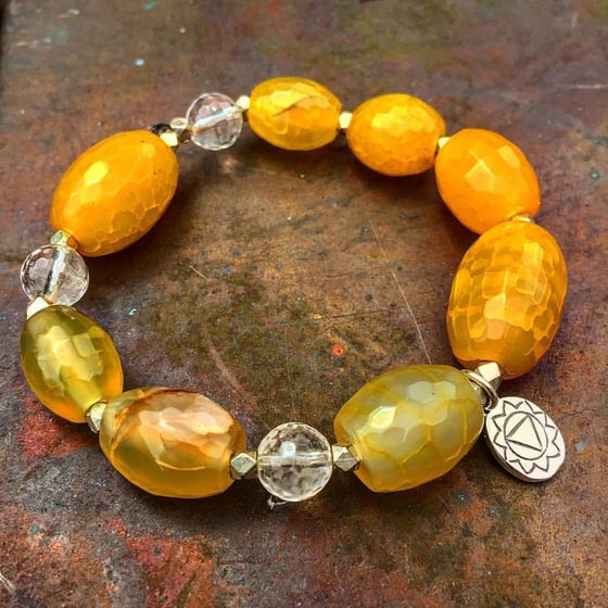 Image of Manipura/Power Center Faceted Agate with Crystal Quartz with S.S. Power Center/Manipura Charm