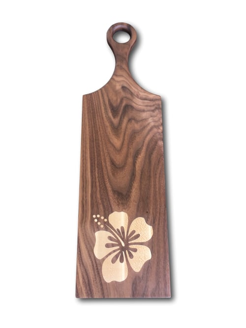 Image of Special Edition Maple Hibiscus Inlay Artisan Serving Board