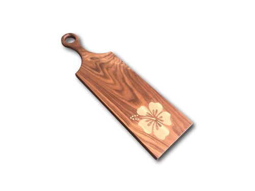 Image of Special Edition Maple Hibiscus Inlay Artisan Serving Board