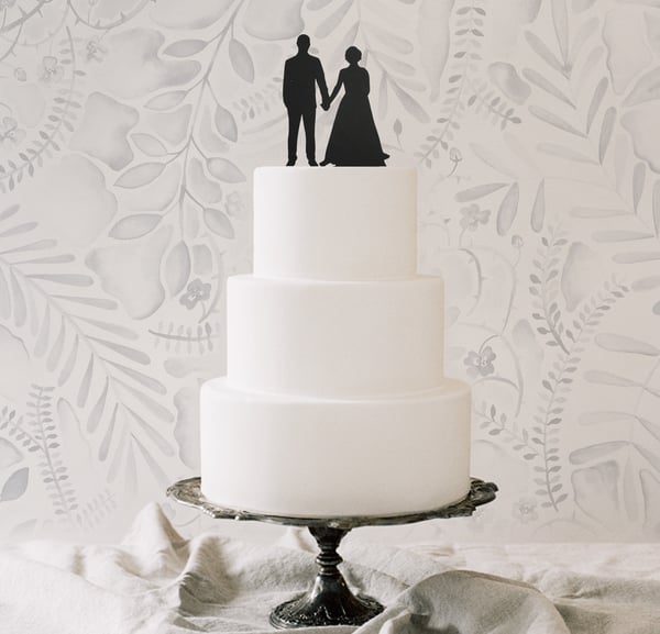 Image of Laser Cut Silhouette Wedding Cake Topper & Portrait