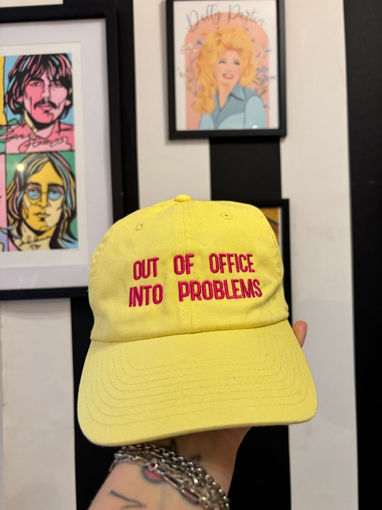 Image of Out of office into problems embroidered dad cap