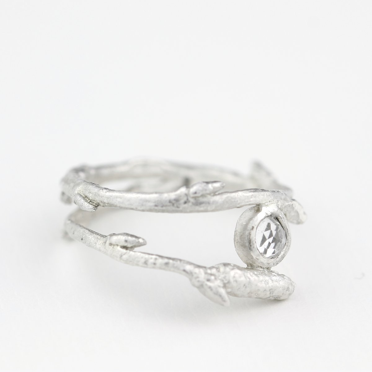 Arctic twig ring with sparkling white topaz | Charlotte Bezzant Jewellery